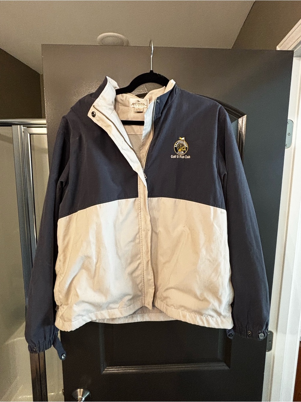 Antigua Navy and White Two-Tone Bomber Jacket